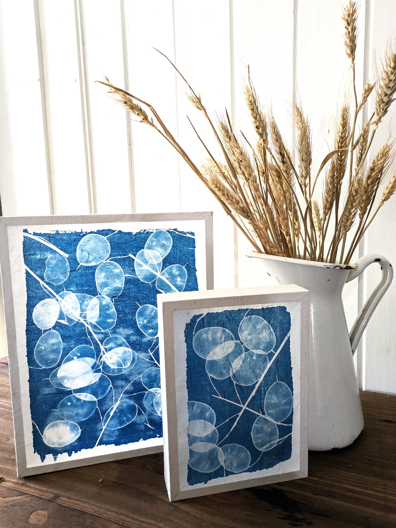 Mulberry paper box frame cyanotypes